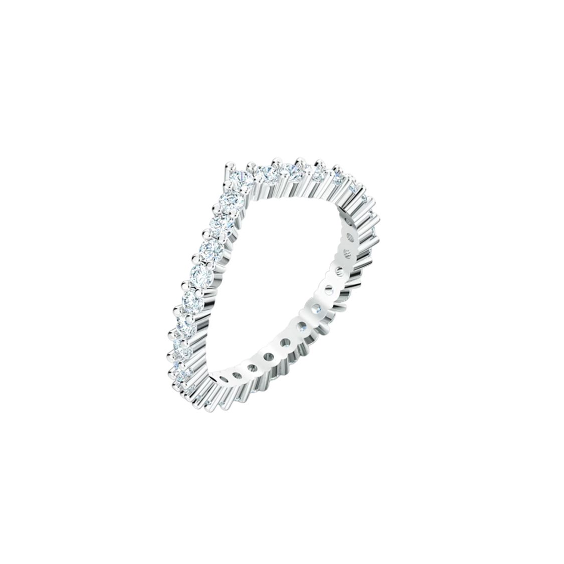 Swarovski Vittore Shining 125th Anniversary Edition Rhodium Plated Ring Women ring White-Gold 5569171 Box+Shopping Bag (Random Color),55