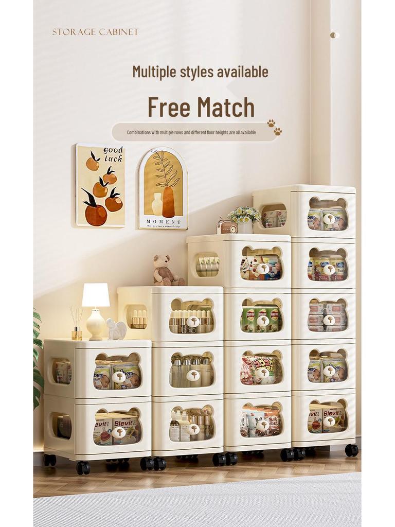 Multi-Layer Snack & Toy Storage Cabinet: Safe for Kids, Ideal for Living Room & Bedroom