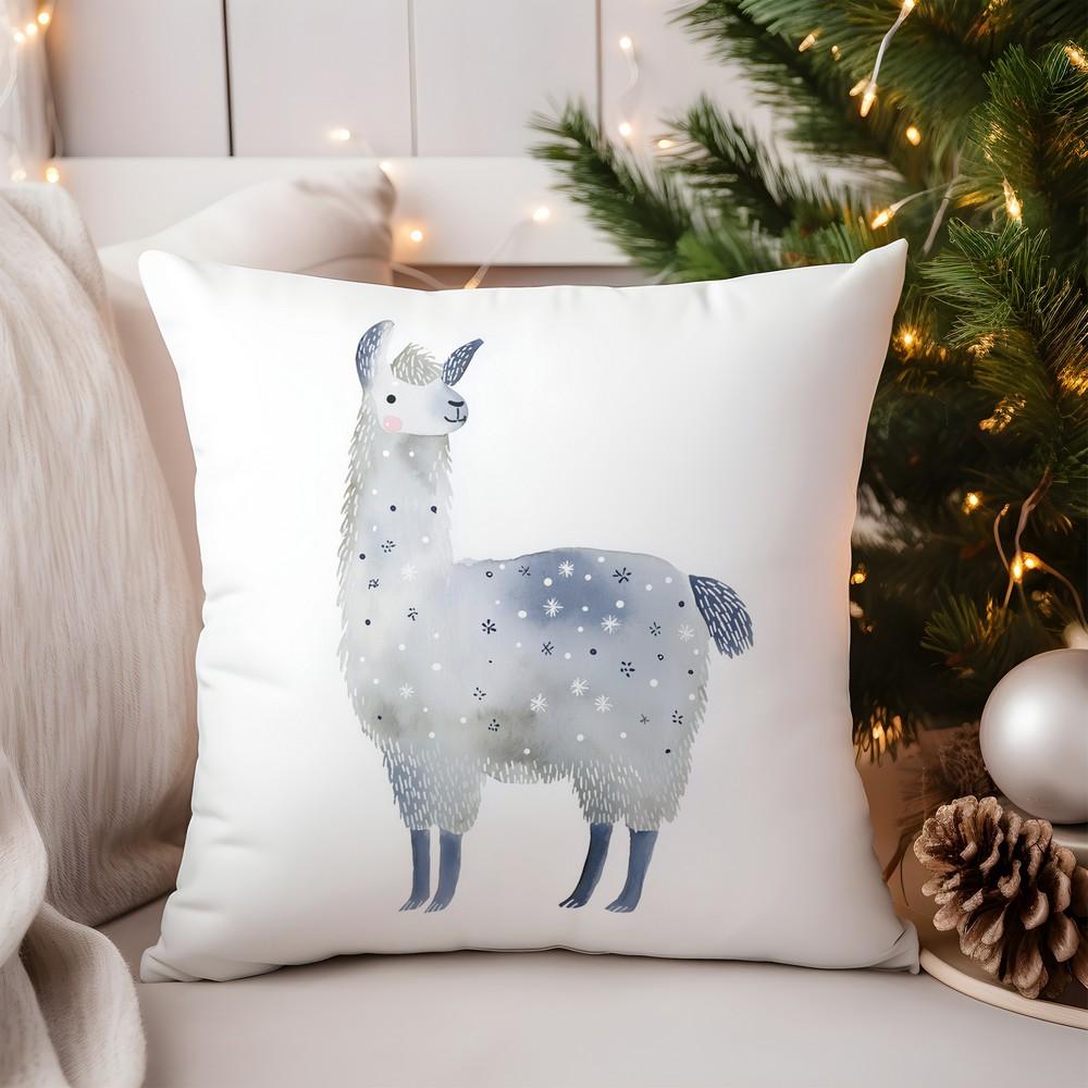 Home Decor Adorable Snowflake Llama Pillow Cover Pattern Cushion Cover Suitable for Sofa Bedroom Car Pillow Cover