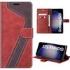 Protective Case - Samsung - Galaxy S23 - Two-tone Red and Brown - Leather Effect - Shockproof
