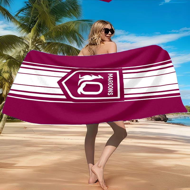 Australien Maroons Rugby Team Emblem Strandtuch, Schnelltrocknend, Pflegeleicht, Geeignet für Fitness und Strandurlaub, Sport-Essential