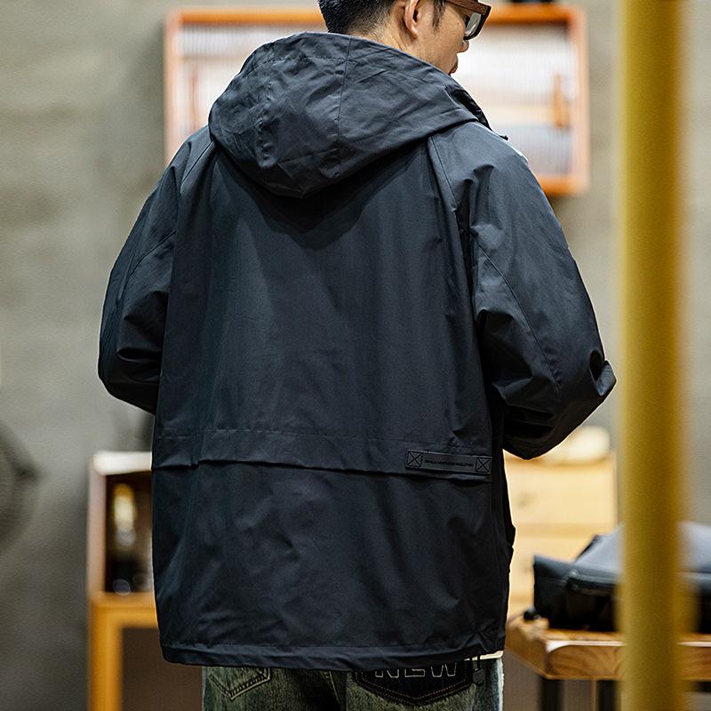 Jacket Jacket Men'S Loose Tide Brand Large Size Jacket American Hooded Waterproof Outdoor Mountaineering Suit Tide