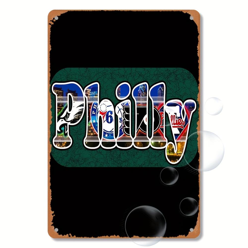 

Vintage Philadelphia Sports Fan Metal Tin Sign Retro Wall Decor with Team Colors Player Silhouettes Perfect for Living Roo 20x30cm（7.8x11.8inch）