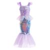 Meerjungfrauenkostüm Kleid Mädchen 3-8 Jahre Prinzessinnen-Partykleid Mit Halskette Krone Zauberstab Zubehör-Set