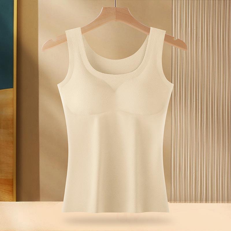 

Women s Thermal One-Piece Slimming Vest with Chest Pads – Ideal as Outerwear or Base Layer for Fall and Winter XXL бежевий