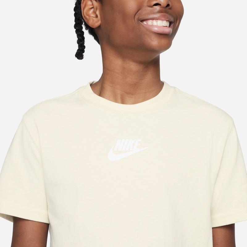 Nike Solid Color Logo Round Neck Short Sleeve T-Shirt Kids Tops Leaf-Green DX9540-113