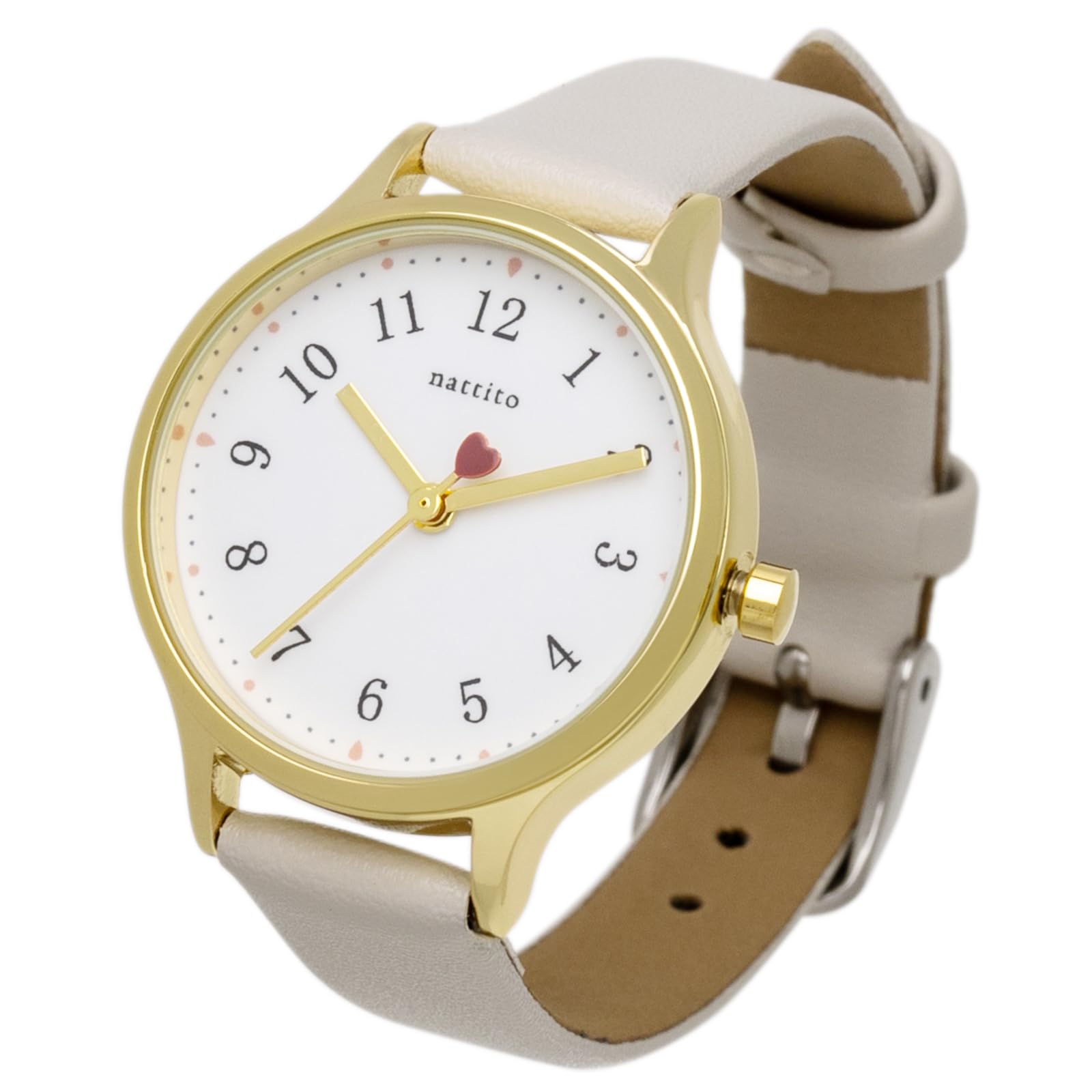 

[Fieldwork] Women s Watch Analog Leather Strap Heart-shaped Second Hand Gray Quinn JN020-2