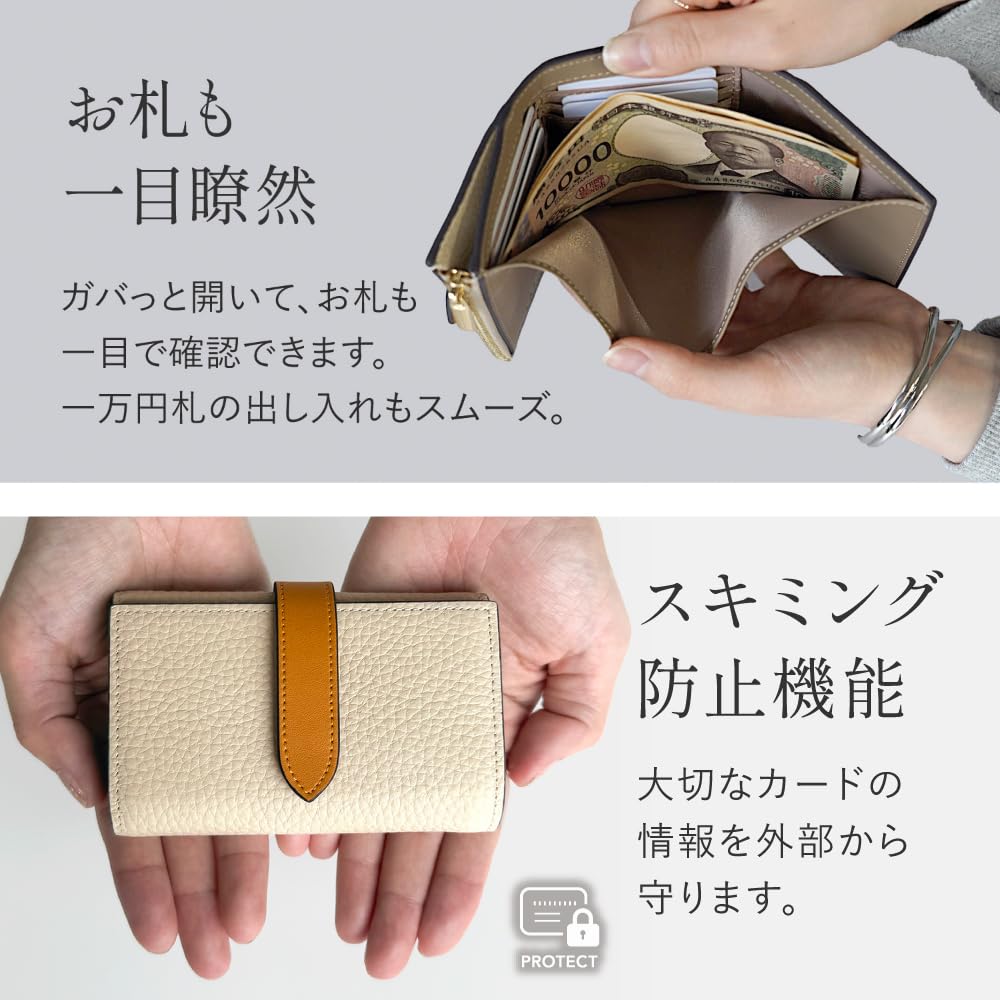 LASIEM Color Scheme x Mini Small Folding Compact Mini Genuine Skimming Celeste Blue x Gray (Lasiemu) [Special Compact] Women's Wallet, Wallet,