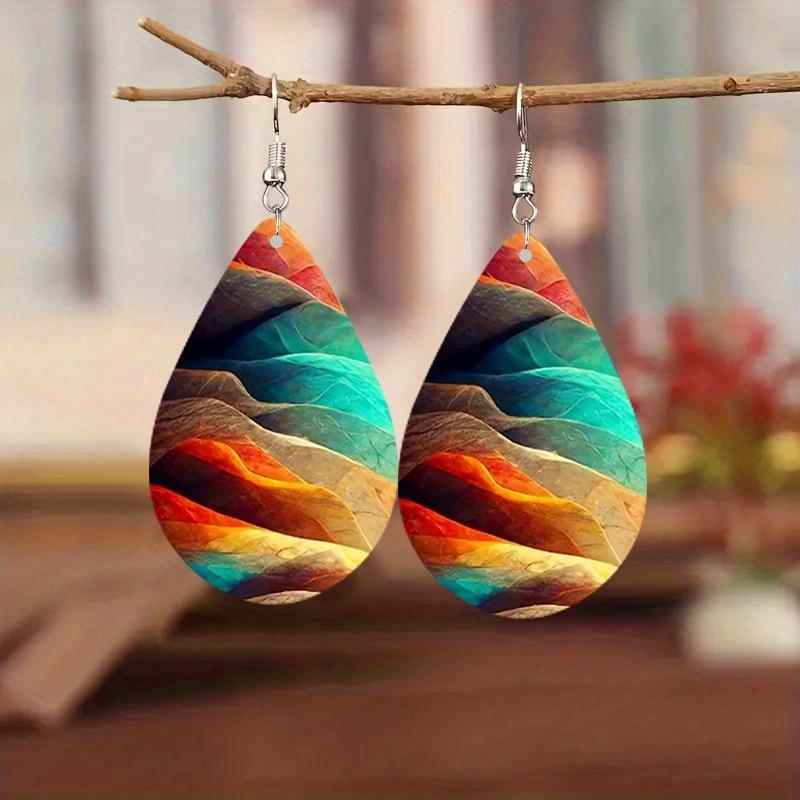 Retro Bohemian Colorful Teardrop Earrings - Double-Sided Jewelry