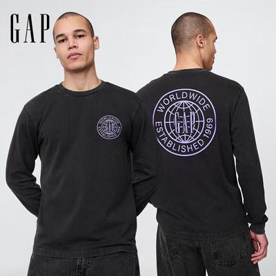 Gap Unisex letnia bluza z bawełny z nadrukiem liter, luźny krój, długi rękaw, 2025
