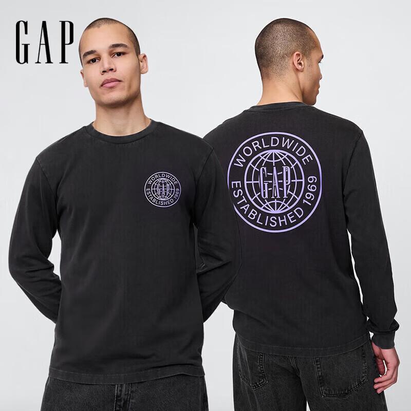 Gap Unisex 2025 Summer Cotton Letter Print Loose Fit Long Sleeve Sweatshirt