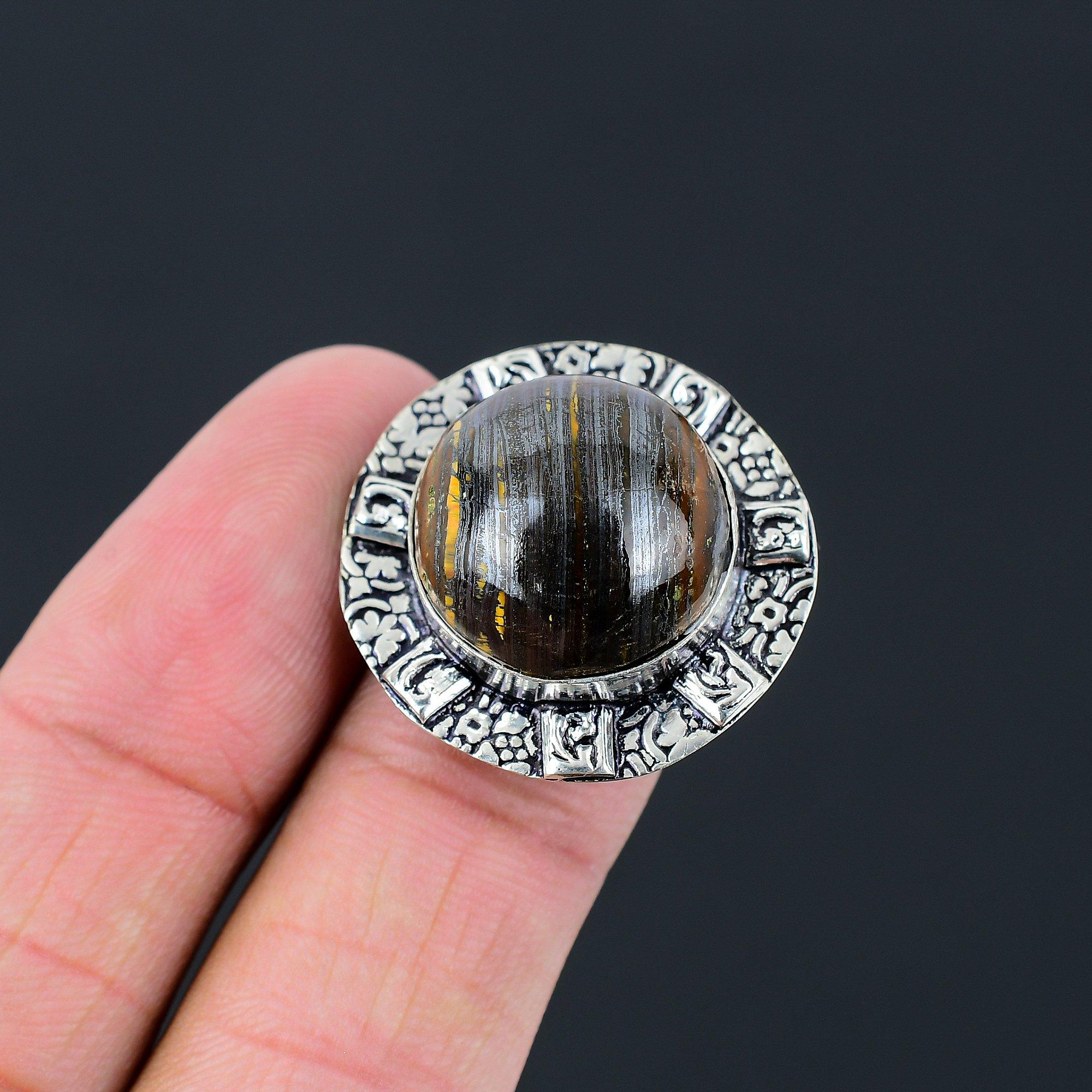 

Iron Iron Tiger Eye Gemstone Wedding Promise Ring Jewelry Sterling Silver US 6.5 6.5
