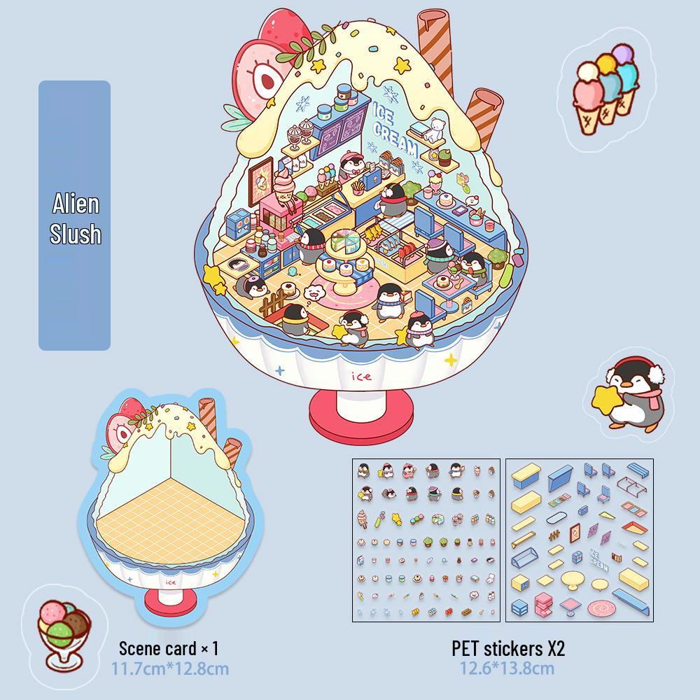 Micro Ink 3D Cartoon Decompression Stickers for DIY Miniature Scene Journals