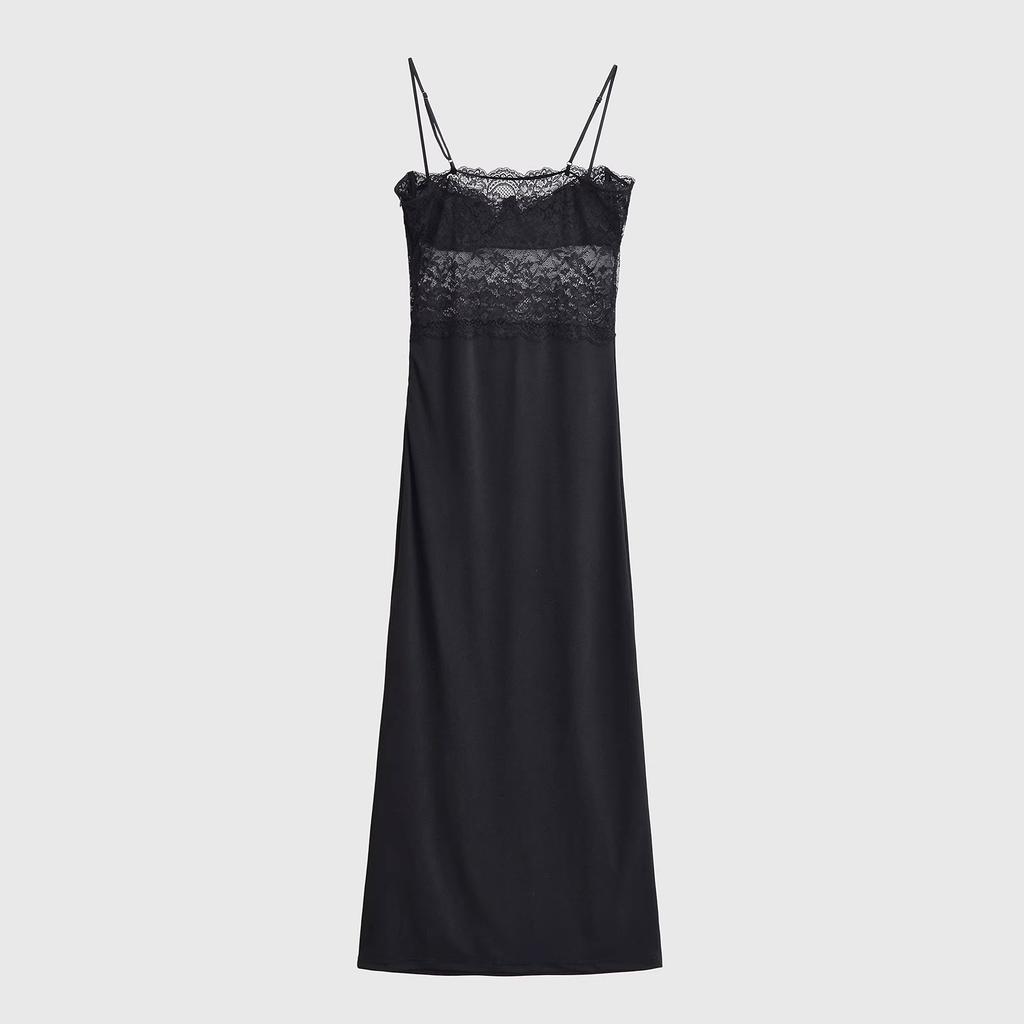 Popular spring new French sexy lace splicing suspender slim and thin dress