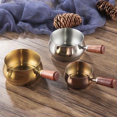 1Pcs Stainless Steel Sauce Cup Western Sauce Cup Steak Dressing Cup Wooden Handle Tomato Salad Dipping Saucer Kitchen Tool