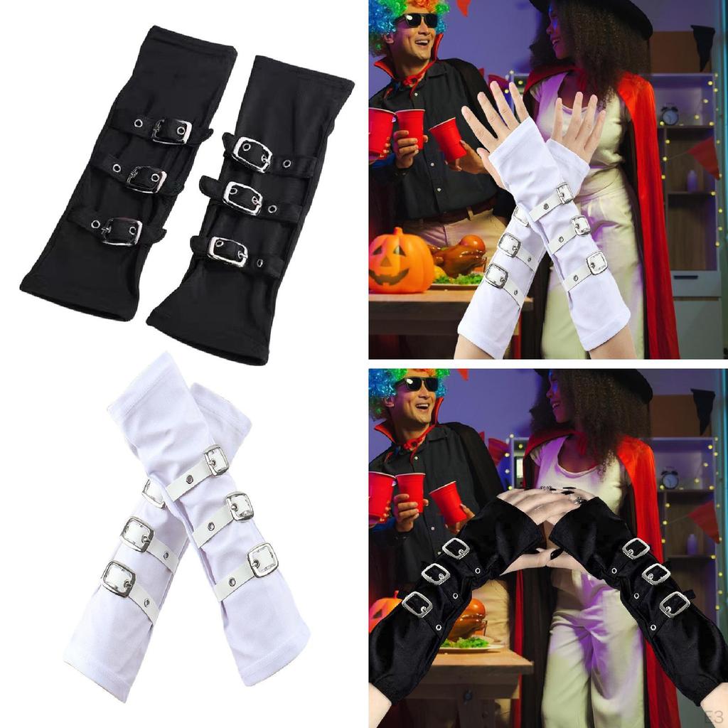 2 Pieces Fingerless Gloves Arm Sleeves for Fancy Dress Costume Adults Girls