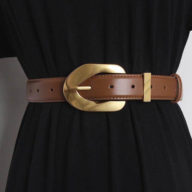 2.8cmVintage Genuine Leather Women's Belt with Metal Pin Buckle