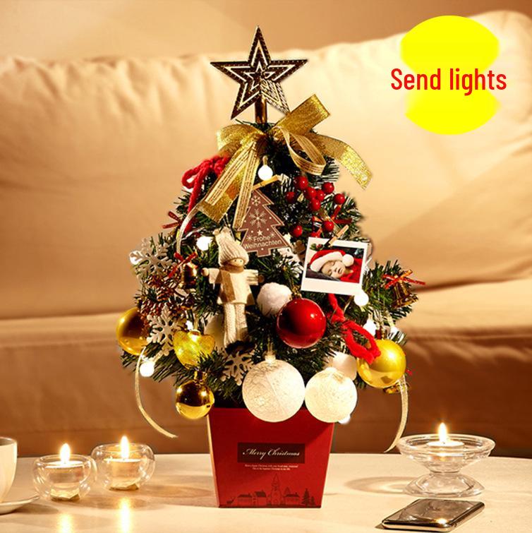 50cm Tabletop Christmas Tree with Lights - Gold & Red Ornament Set