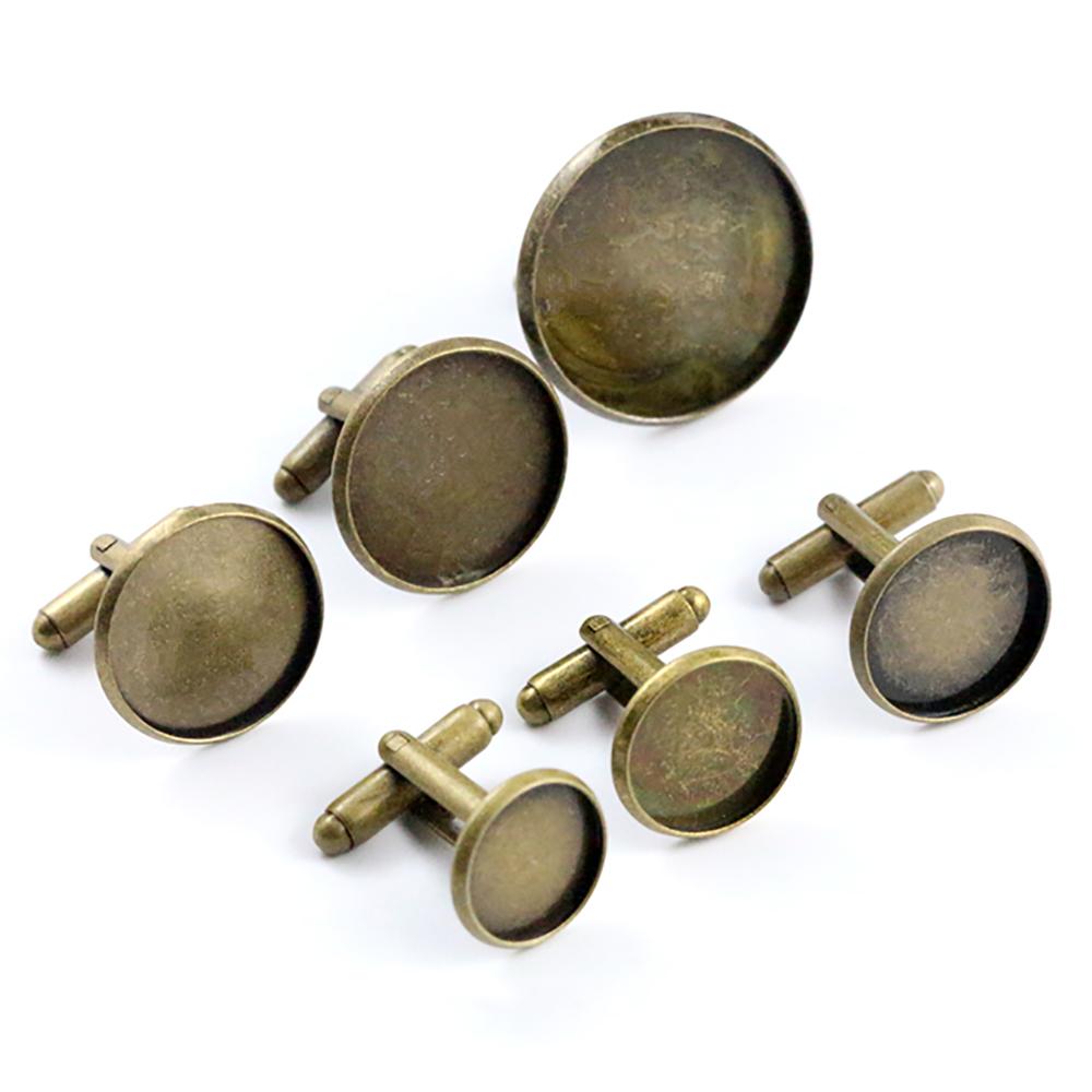 10pcs/ Lot 10mm 12mm,14mm,16mm,18mm,20mm, 6 Colors Plated Copper Cufflink Base Cuff Link Settings Cabochon Cameo Base 