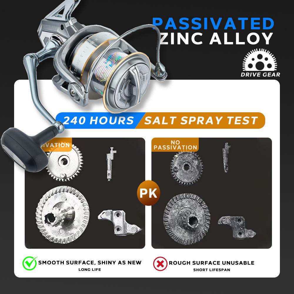 Carrete de Pesca Giratorio Portátil Todo Metal para Lanzar Señuelos Potencia Máxima 25 kg/55 lb Engranaje de Aleación Suave y Duradero Resistente al Agua y a la Corrosión