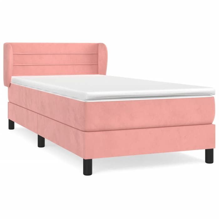 3127534 vidaXL Lit à sommier tapissier avec matelas Rose 90x200 cm Velours