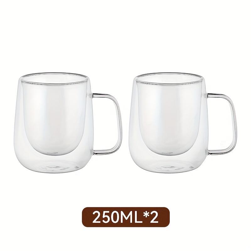 2pcs/4pcs Heat-Proof Glass Mugs, Double Wall Insulation for Hot/Cold Drinks, Large Capacity, Hand Wash. 301-400ml
