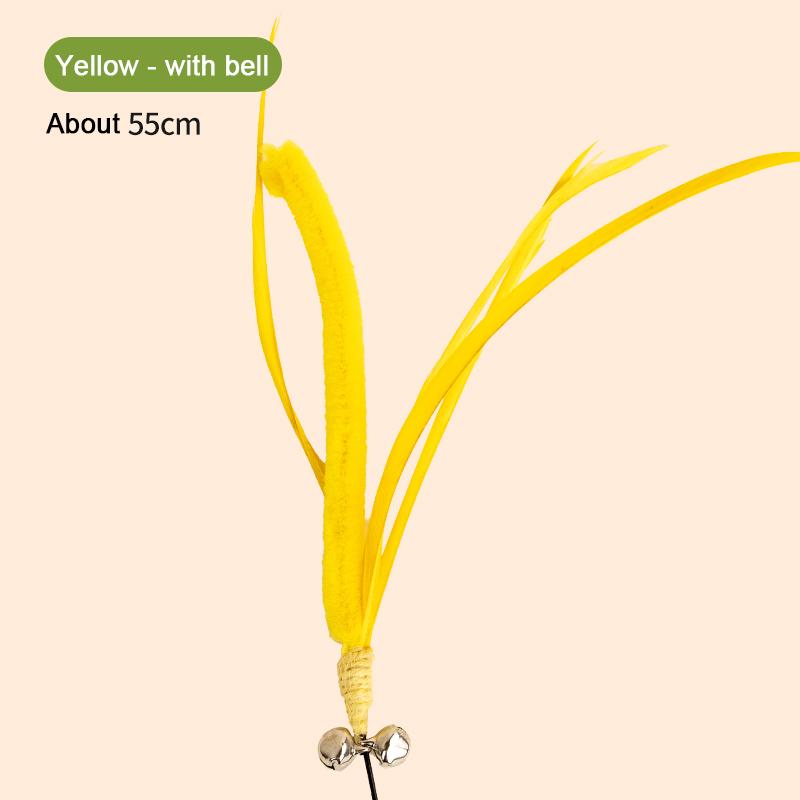 

Cat Teasing Stick Bite Resistant Long Pole Self Soothing Tool Dog Sage Feather Tail Grass Cat Interactive Toy Pet Supplies new жовтий