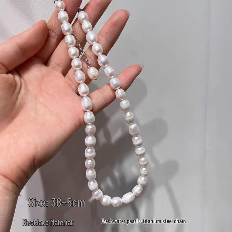 

Mona Zhang Qixian Freshwater Pearl Necklace - Large Pearl Clavicle Chain with Radiant Rice Grain Design