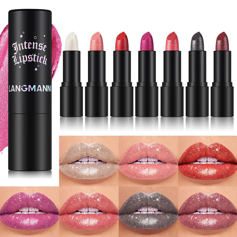 Rossetto Metallico Corallo Scintillante Glitter Diamante Lucidalabbra Impermeabile Alto Pigmento Lucido Scintillante Perla Rossetto Cosmetici