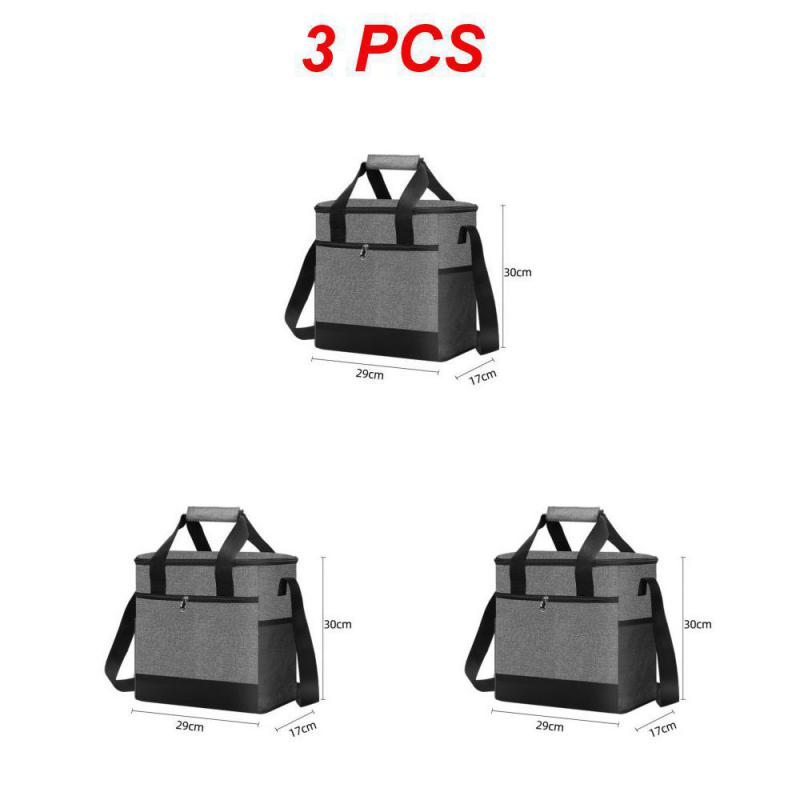 3PCS Super Large 32L Thermal Cooler Bag with Hard Liner Insulated Picnic Lunch Box Fresh Drinking for Camping BBQ Outdoor