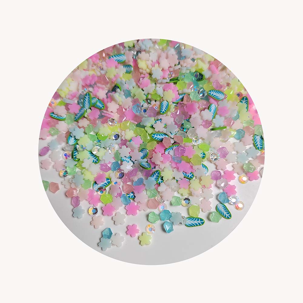 Pretty Flower Leaf Slices Mixed Clay Sprinkles Confetti Polymer Clay Slices Slime Supplies
