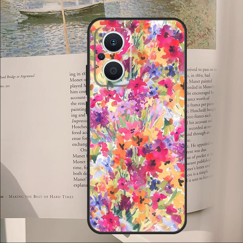Buntes Blumenmalerei Kunst Cover Für OPPO Reno 12F 11F 13F 14F 10 11 12 13 14 Pro 8 Lite OPPO Find X9 X6 X5 X8 Pro Hülle