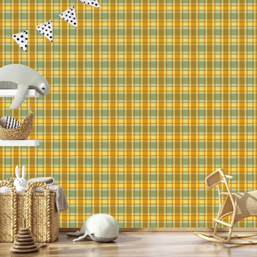 Wallpaper Yellow and blue checkered gold, yellow and lime 50x1000