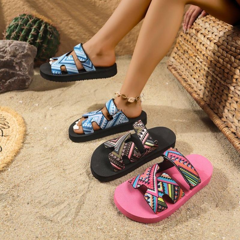 Large size platform slippers women's summer new style Velcro lightweight outer wear Zhuotian sandals