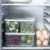 4 Compartments Fresh-keeping Box Storage Refrigerator Freezer Container Microwave Heating Plastic Box Food Grade PP Vegetable Fruit Sealed Box