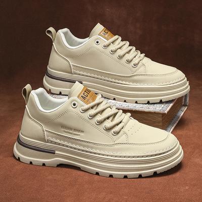 Sheos for Man New Men's Sneaker Shoes Autumn Thick Soled Fashion Luxury Leather Casual Workwear Sneaker Motorcycle Shoes