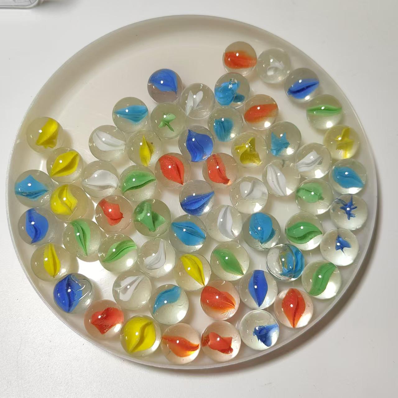 

16mm Transparent Four-Petal Ball Nostalgic Checker Game Glass Beads - 1 Jin Pack