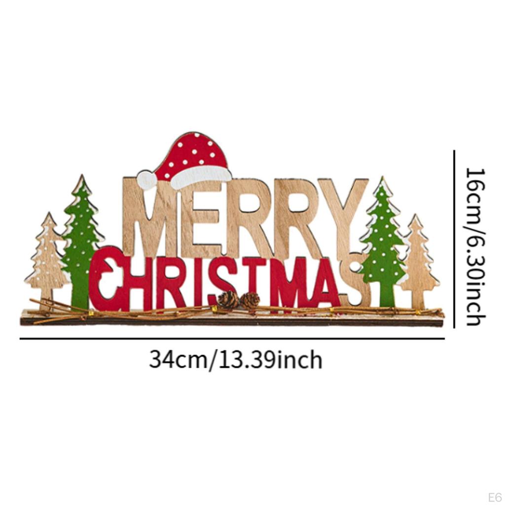 Christmas English Letter Board Wood Sign Wooden Desk Ornament for Kitchen