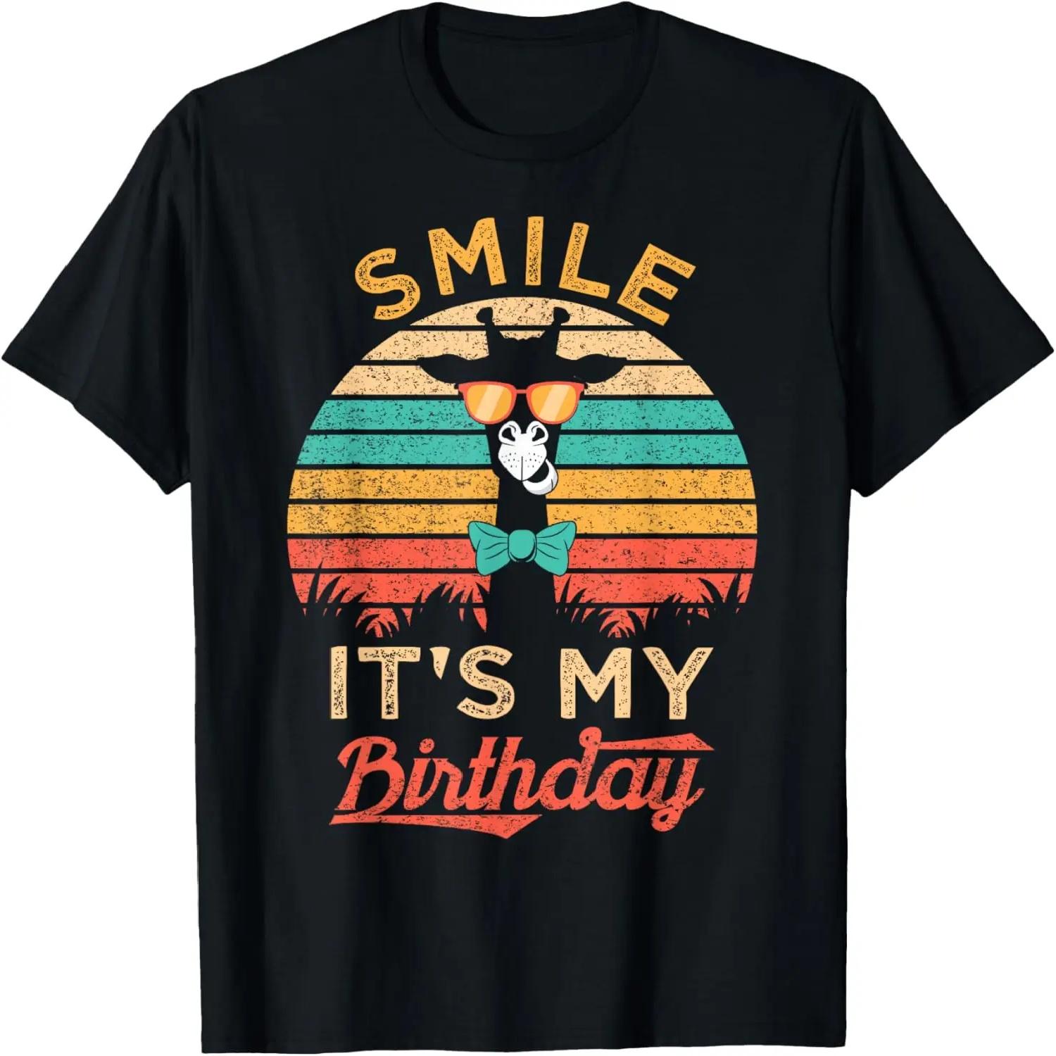 Smile It s My Birthday Funny Giraffe Glasses And Bow Tie T-Shirt S чёрный