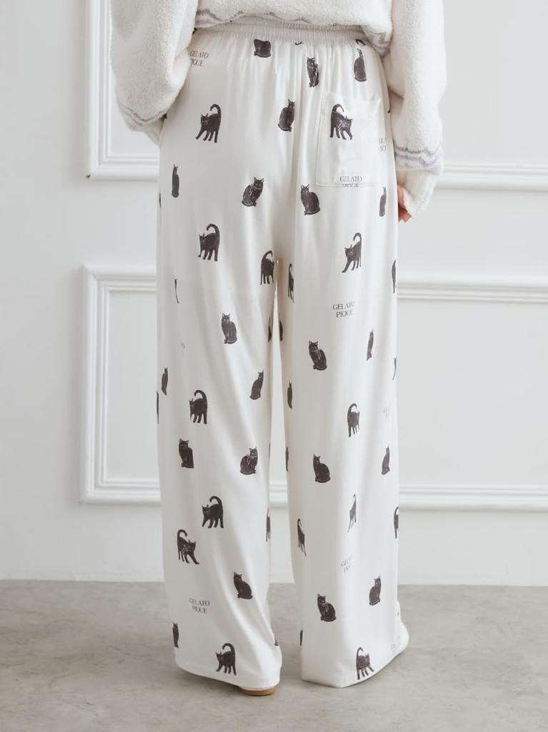 Gelato Pique Halloween Cat Print Long Pants PWCP254240 White Women's