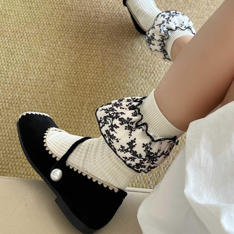 

Retro Lace Socks - Children s Mid-length Socks, Gray Checkered Style, Pile Socks, Pure Cotton Socks 1 pair молочный белый