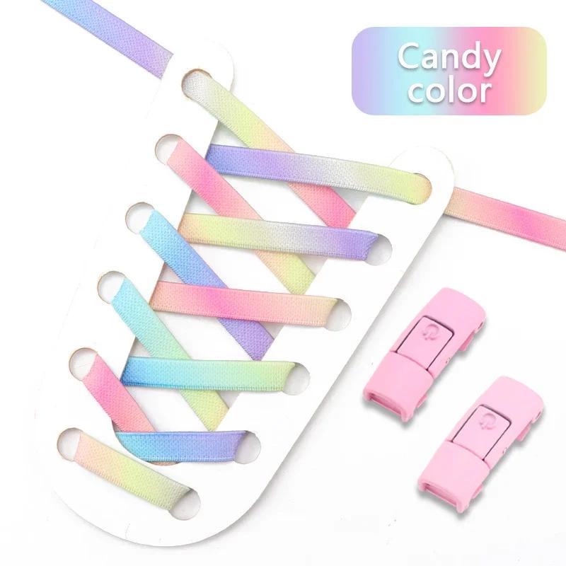 No Tie Shoelaces Flat Metal Press Lock Elastic Shoe Laces For Sneaker 1 Second Quick On/off Lazy Shoes Lace Accessories Unisex