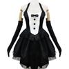 3Pcs Women Bunny Tuxedo Dress Gloves Headband Halloween Cosplay Costume Set