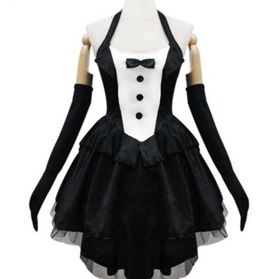 3Pcs Women Bunny Tuxedo Dress Gloves Headband Halloween Cosplay Costume Set