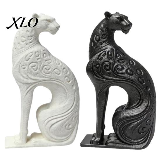 Luxury Desktop Art Decoration 3D Printed Hollow Leopard Figurine, Modern Abstract Cheetah Sculpture Contemporary Room Ornament for Desk Shelf,