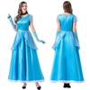 Cinderella Princess Dress Set Girls Halloween Party Cosplay Costume Blue Fairy Tale Outfit