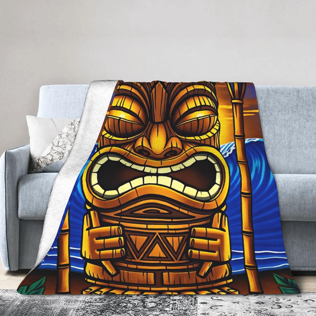 Colorful Tiki Tribal Mask Art Flannel Blanket Winter Warm Soft Throw Blanket for Girls Boys Home Decor Bedspread Sofa Bed Cover