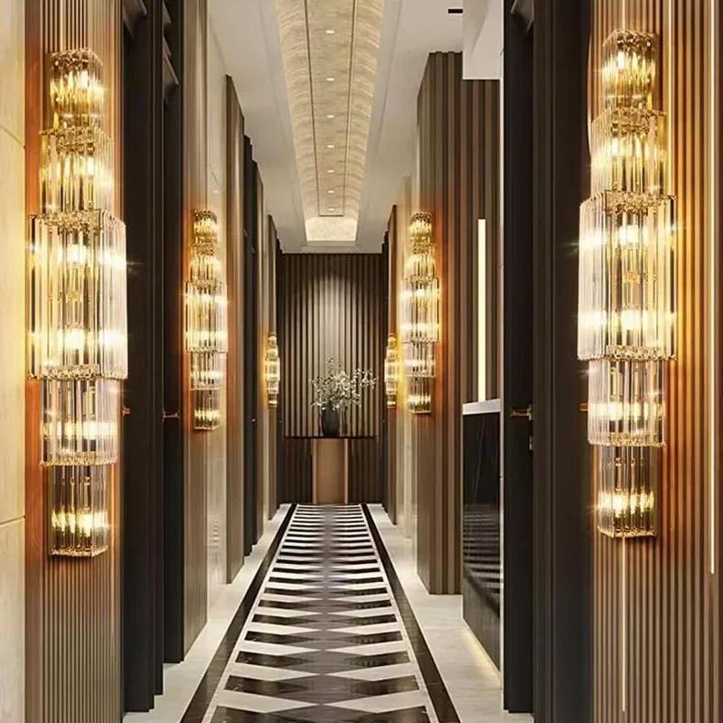 European Luxury Hotel Lobby Crystal Wall Lamp Club Villa Living Room Office Indoor Room Decoration Lighting Fixture Wall Lamp