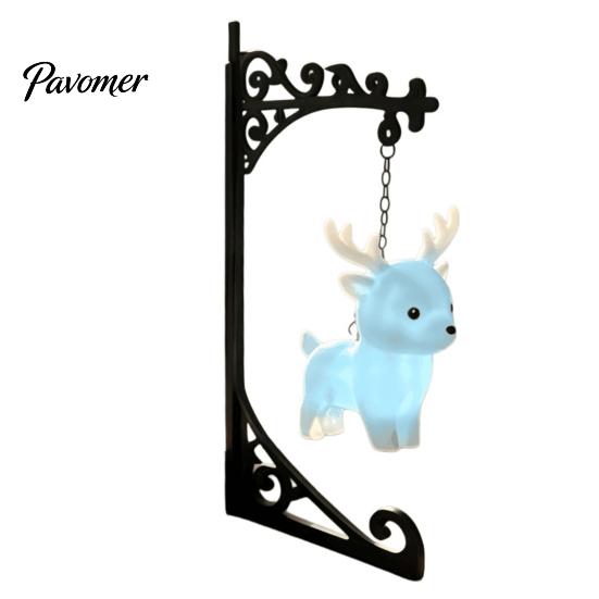 Nordic Style Home Decor Metal Magic Owl Hanging Bookend Lamp, Resin Animal LED Night Light, Pastoral Table Deer Bird Light for Bookshelf Window