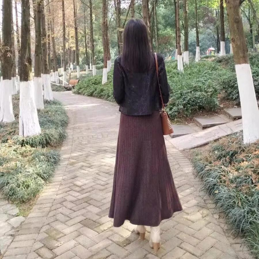 Winter Mink Knit Skirt Women Long A Line Sweater Skirts Thick and Warm